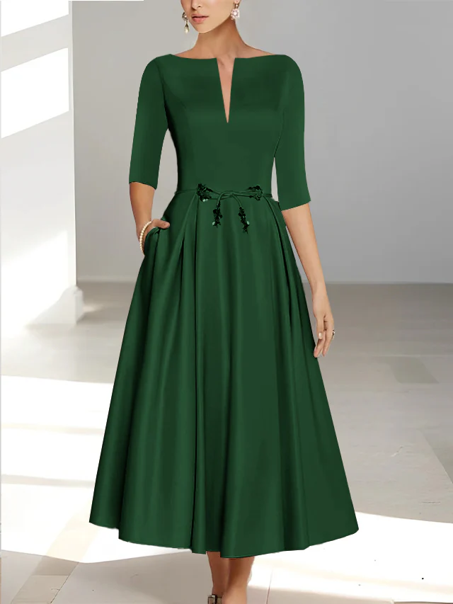 A-Line/Princess Half Sleeves Ankle Length Mother Of The Bride Dresses & Groom With Pockets - Image 27