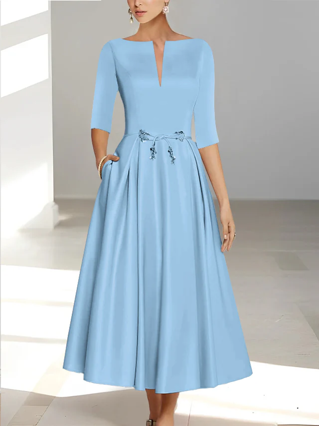 A-Line/Princess Half Sleeves Ankle Length Mother Of The Bride Dresses & Groom With Pockets - Image 31