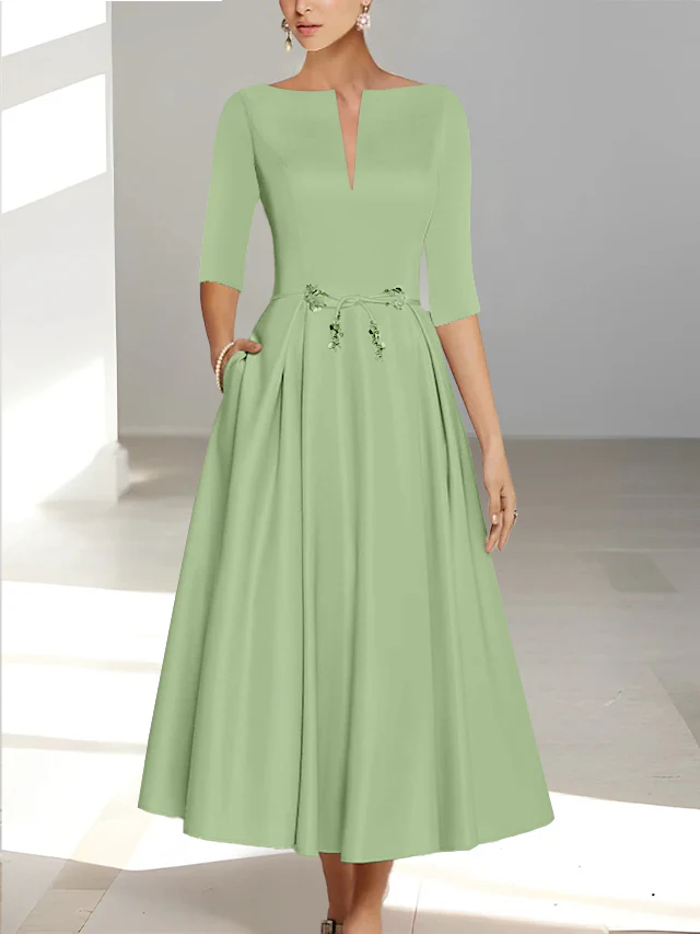 A-Line/Princess Half Sleeves Ankle Length Mother Of The Bride Dresses & Groom With Pockets - Image 47