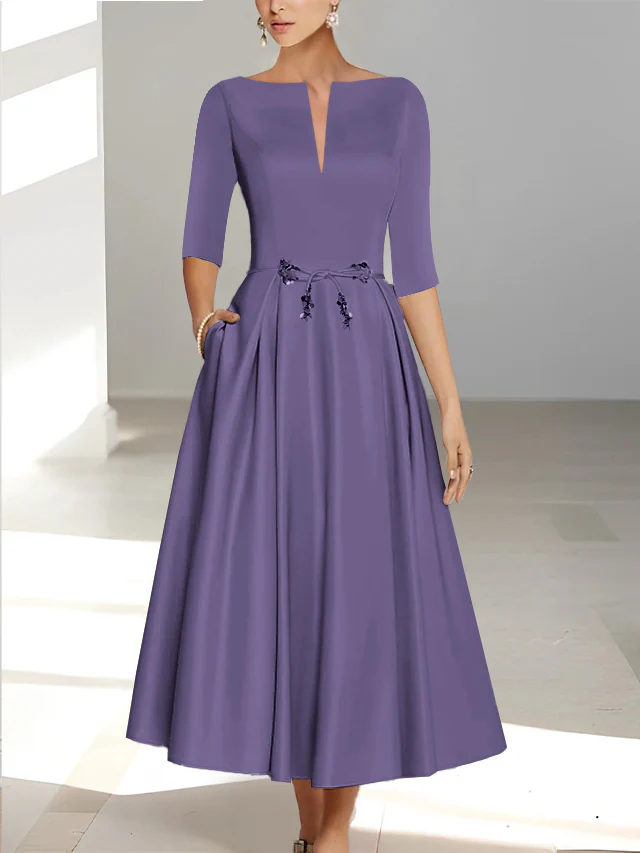 A-Line/Princess Half Sleeves Ankle Length Mother Of The Bride Dresses & Groom With Pockets - Image 52