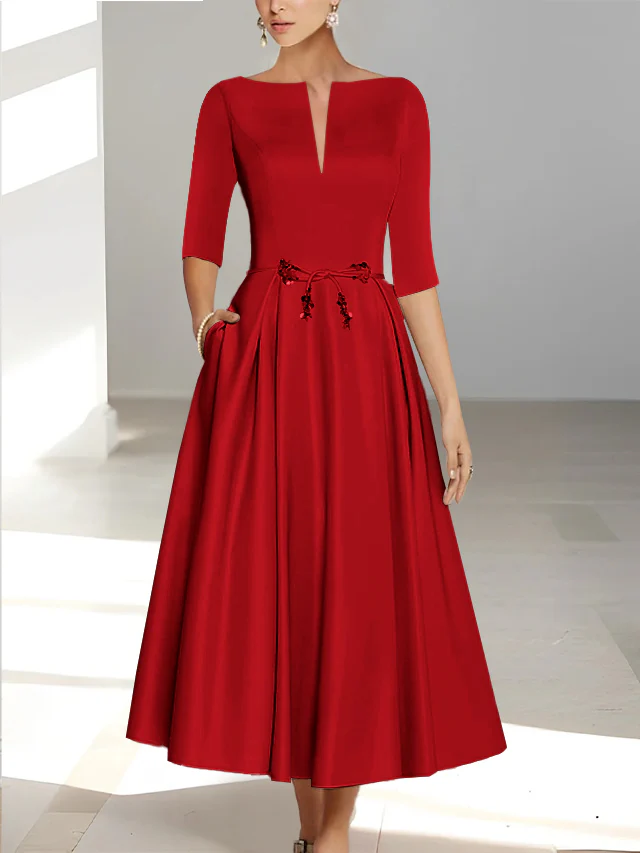 A-Line/Princess Half Sleeves Ankle Length Mother Of The Bride Dresses & Groom With Pockets - Image 56