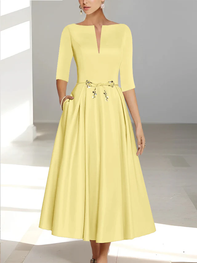 A-Line/Princess Half Sleeves Ankle Length Mother Of The Bride Dresses & Groom With Pockets - Image 58