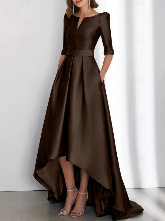 A-Line/Princess Half Sleeves Asymmetrical Mother Of The Bride Dresses With Pockets - Image 15