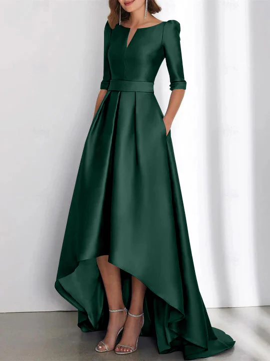 A-Line/Princess Half Sleeves Asymmetrical Mother Of The Bride Dresses With Pockets - Image 19