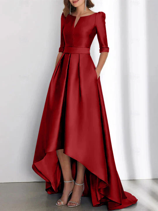 A-Line/Princess Half Sleeves Asymmetrical Mother Of The Bride Dresses With Pockets - Image 20