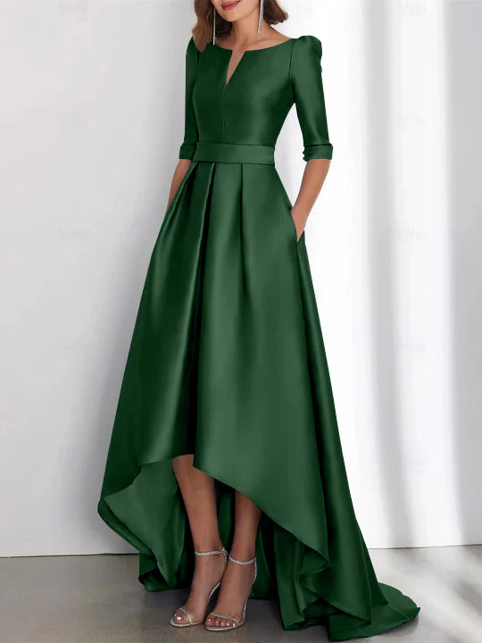 A-Line/Princess Half Sleeves Asymmetrical Mother Of The Bride Dresses With Pockets - Image 29