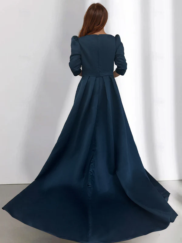 A-Line/Princess Half Sleeves Asymmetrical Mother Of The Bride Dresses With Pockets - Image 3