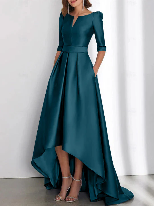 A-Line/Princess Half Sleeves Asymmetrical Mother Of The Bride Dresses With Pockets - Image 30
