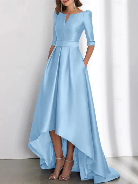 A-Line/Princess Half Sleeves Asymmetrical Mother Of The Bride Dresses With Pockets - Image 34