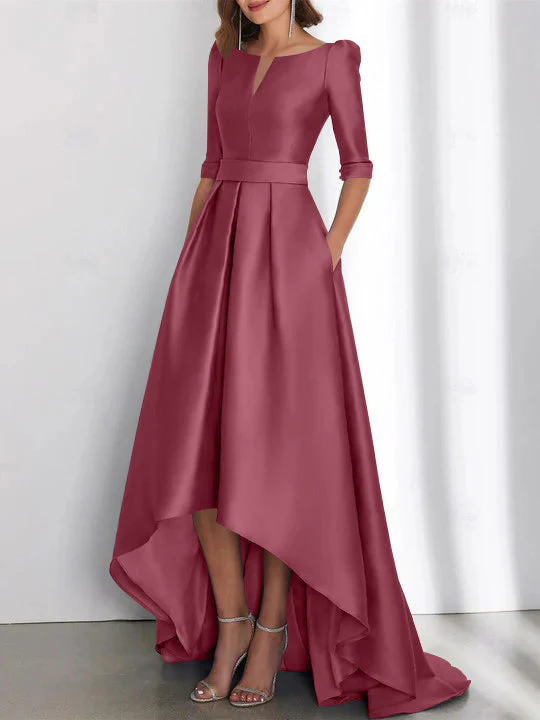A-Line/Princess Half Sleeves Asymmetrical Mother Of The Bride Dresses With Pockets - Image 37