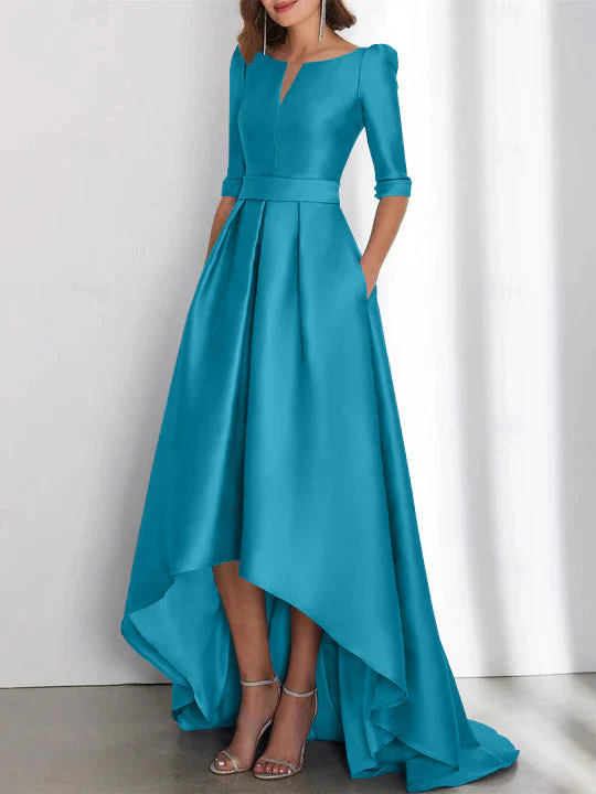 A-Line/Princess Half Sleeves Asymmetrical Mother Of The Bride Dresses With Pockets - Image 39