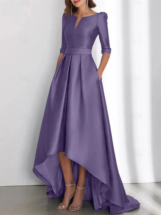A-Line/Princess Half Sleeves Asymmetrical Mother Of The Bride Dresses With Pockets - Image 55
