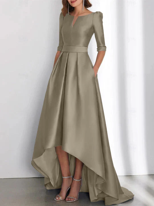A-Line/Princess Half Sleeves Asymmetrical Mother Of The Bride Dresses With Pockets - Image 56