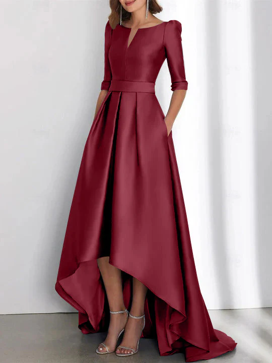 A-Line/Princess Half Sleeves Asymmetrical Mother Of The Bride Dresses With Pockets - Image 9