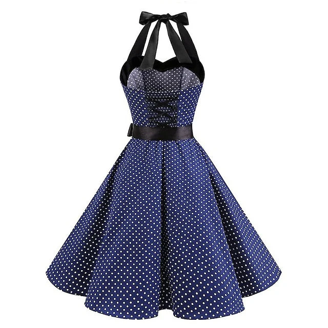 A-Line/Princess Halter Sleeveless Knee-Length Vintage Dress - Image 2