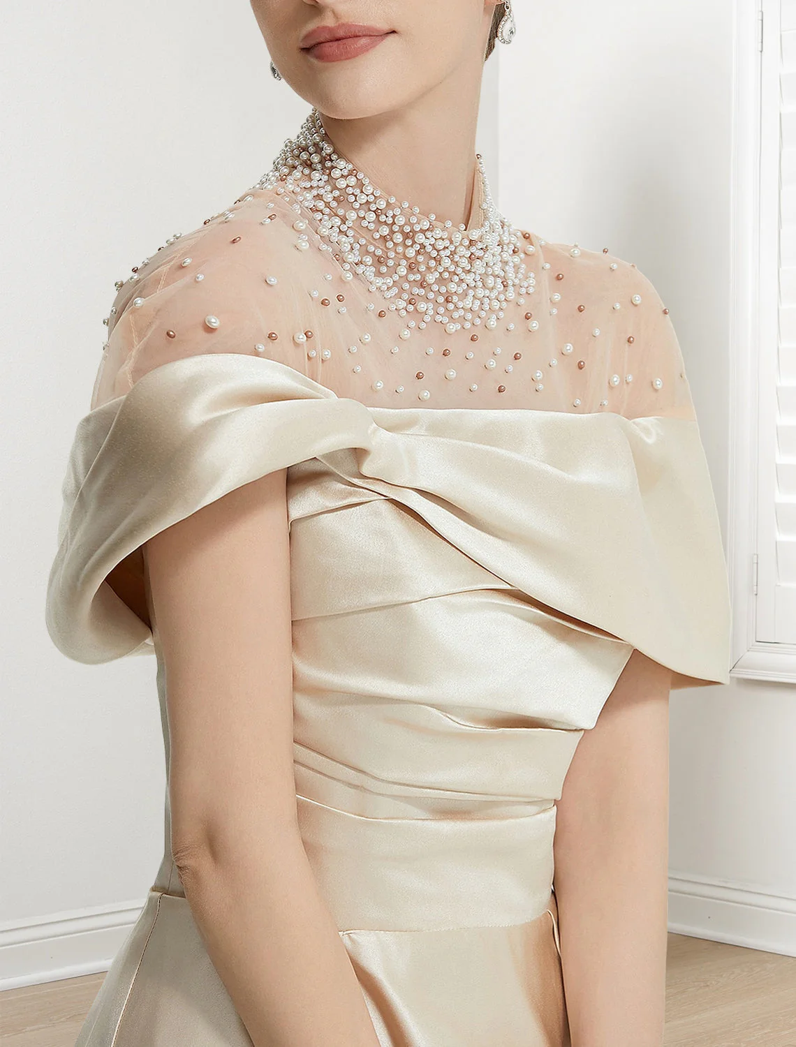 A-Line/Princess High Neck Floor-length Prom Dresses Evening Dresses - Image 5