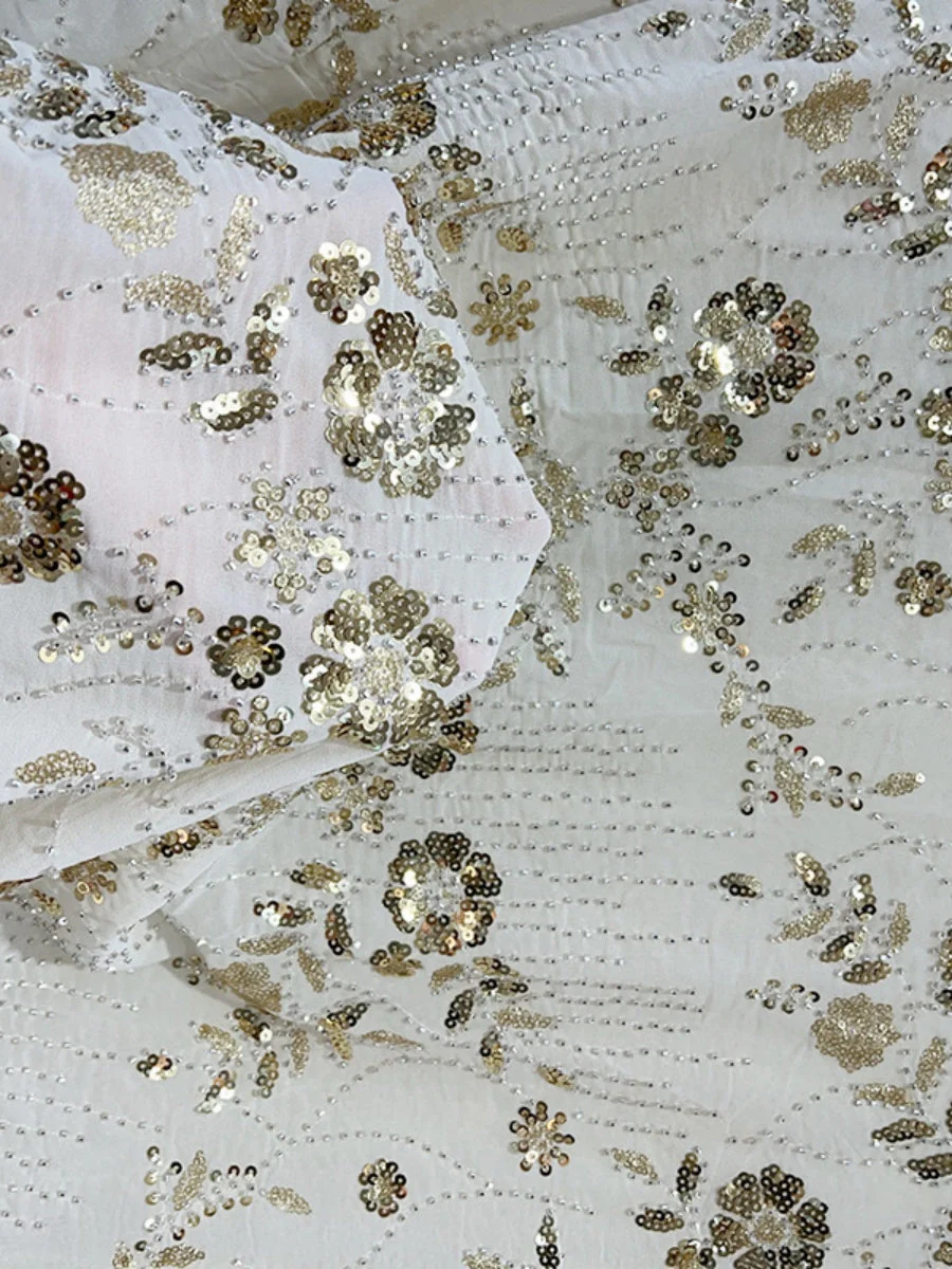 A-Line/Princess High Neck Sequins Lace Evening Dresses Satin Short Sleeves Floral Floor-Length Party Dresses - Image 7