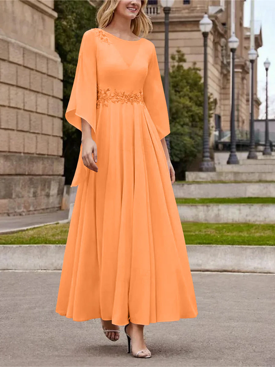 A-Line/Princess Jewel Neck 3/4 Length Sleeve Ankle-Length Mother of the Bride Dresses with Sequins - Image 42