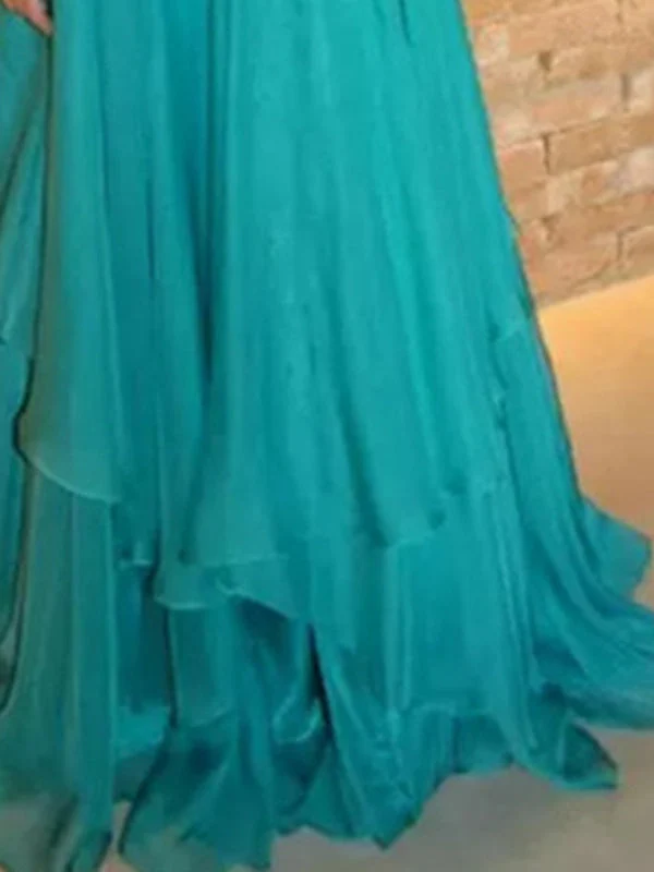 A-Line/Princess Jewel Neck Sleeveless Floor-Length Evening Dresses - Image 2