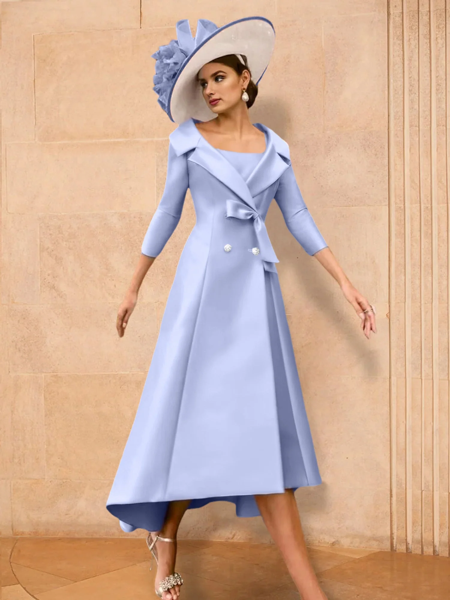 2 Pieces A-Line/Princess Long Sleeves Mother of the Bride Dresses with Bowknot - Image 30