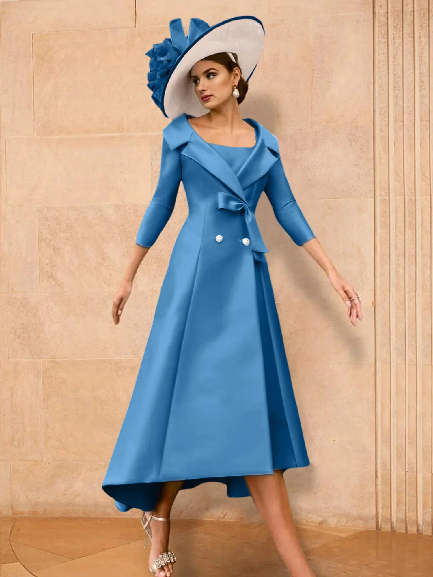 2 Pieces A-Line/Princess Long Sleeves Mother of the Bride Dresses with Bowknot - Image 36