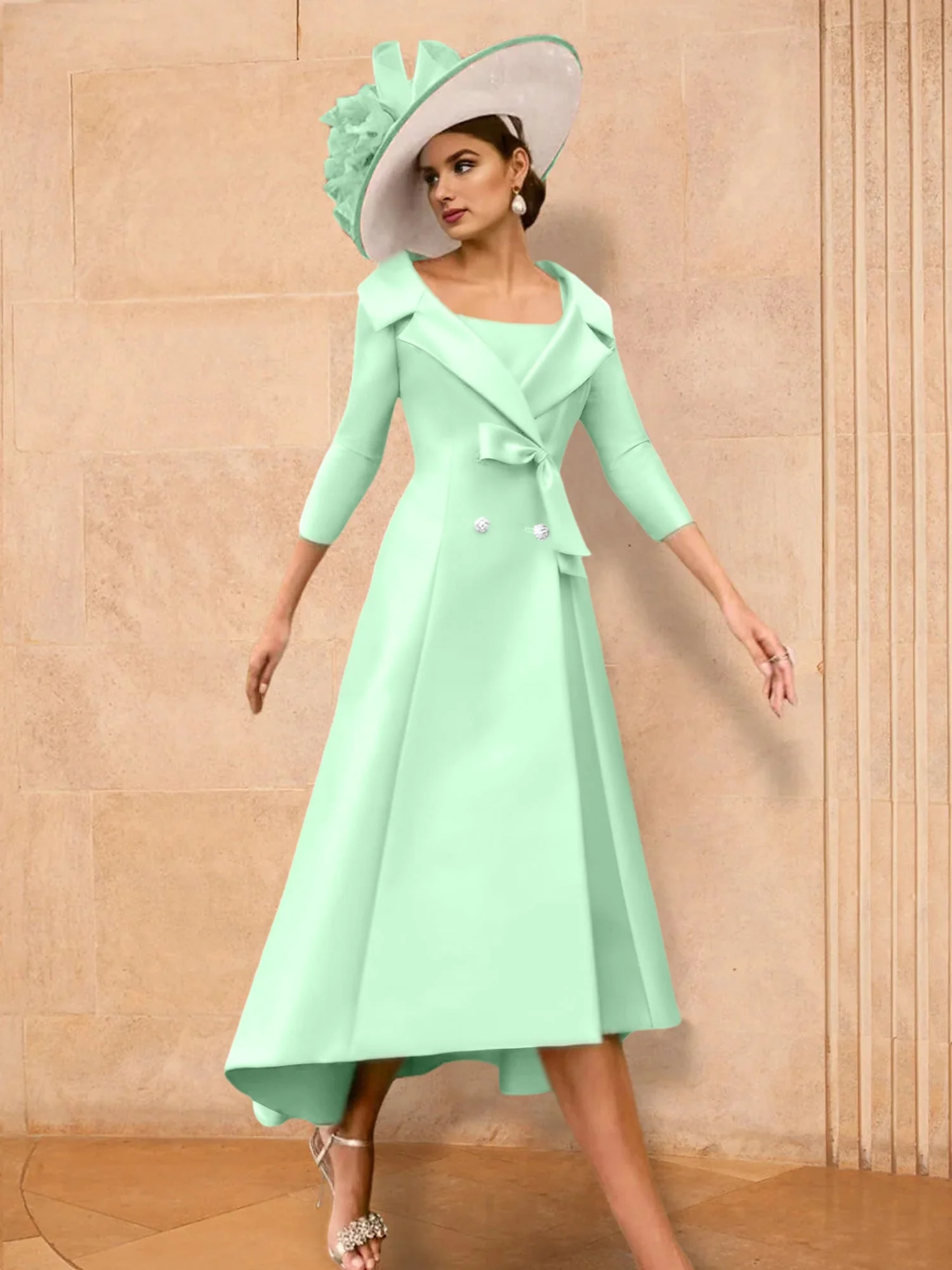 2 Pieces A-Line/Princess Long Sleeves Mother of the Bride Dresses with Bowknot - Image 41