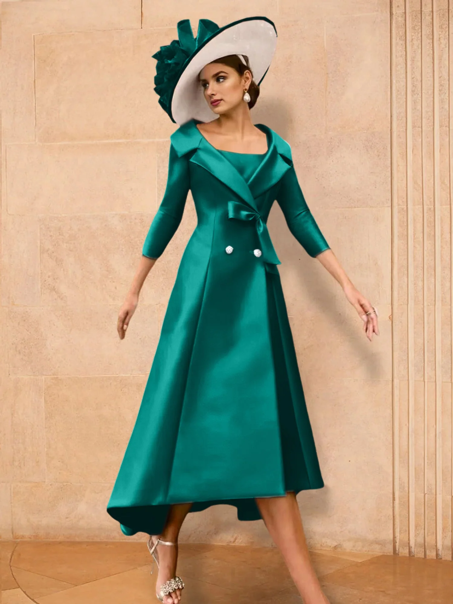 2 Pieces A-Line/Princess Long Sleeves Mother of the Bride Dresses with Bowknot - Image 50