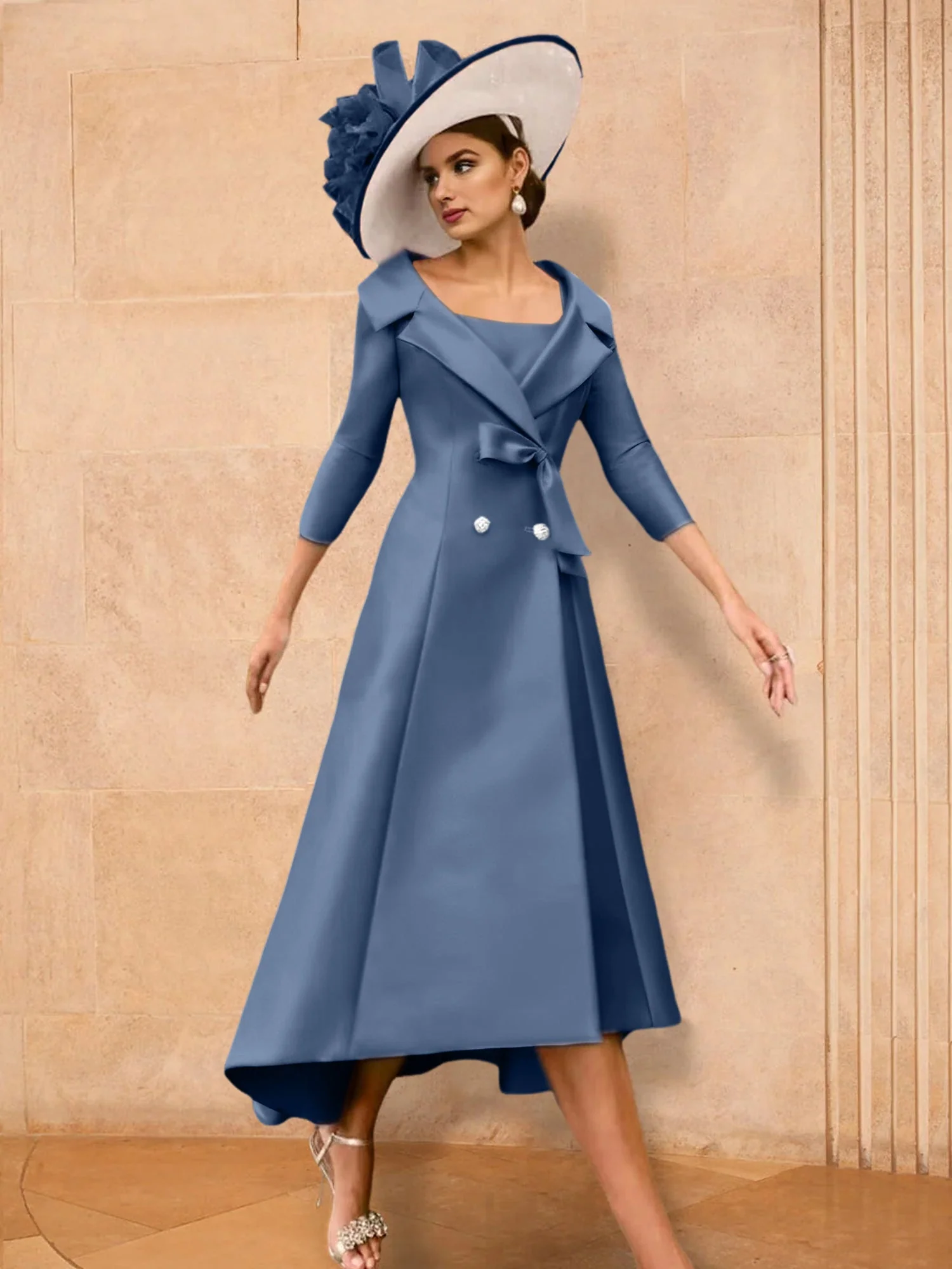 2 Pieces A-Line/Princess Long Sleeves Mother of the Bride Dresses with Bowknot - Image 64