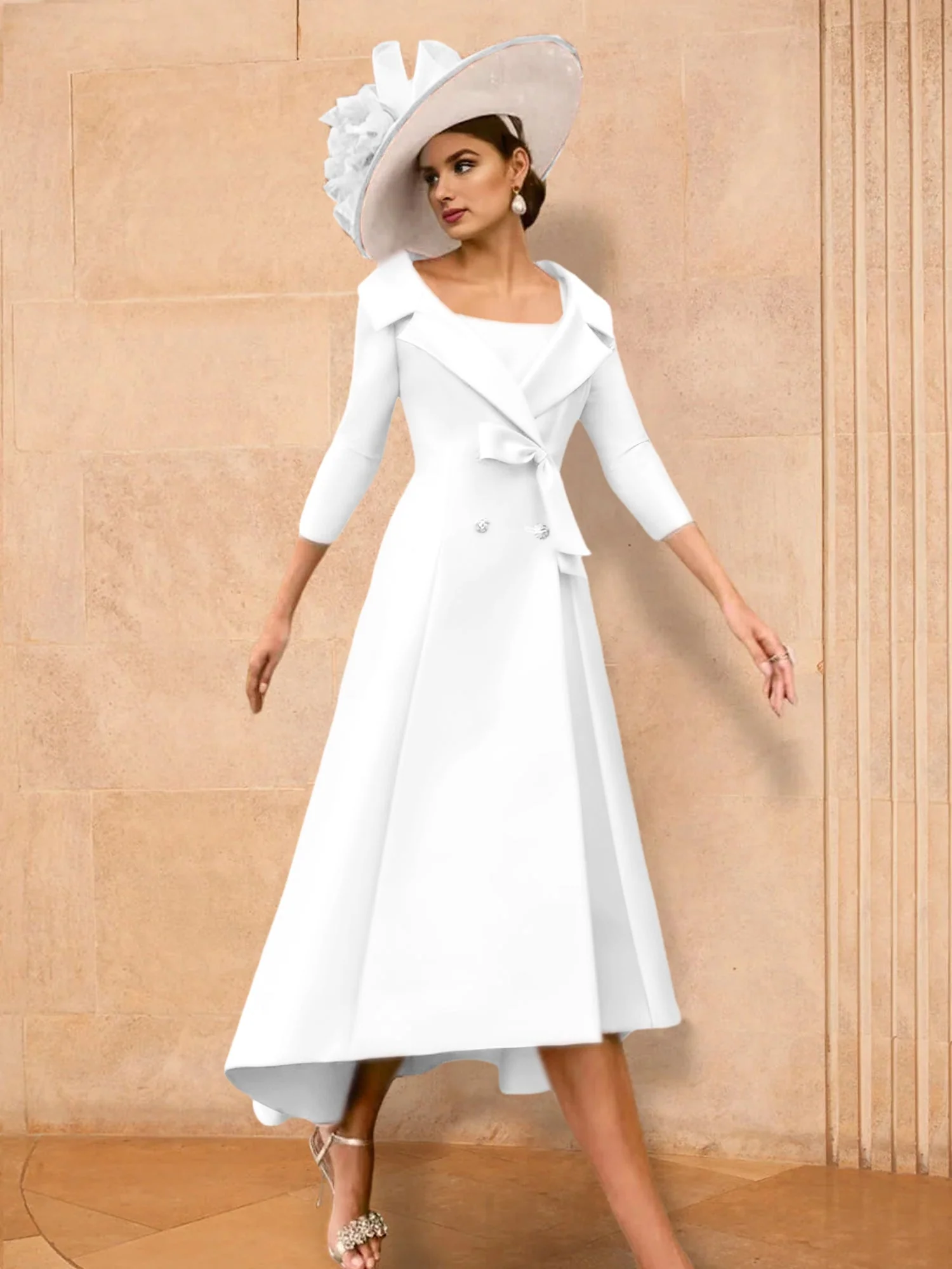 2 Pieces A-Line/Princess Long Sleeves Mother of the Bride Dresses with Bowknot - Image 69