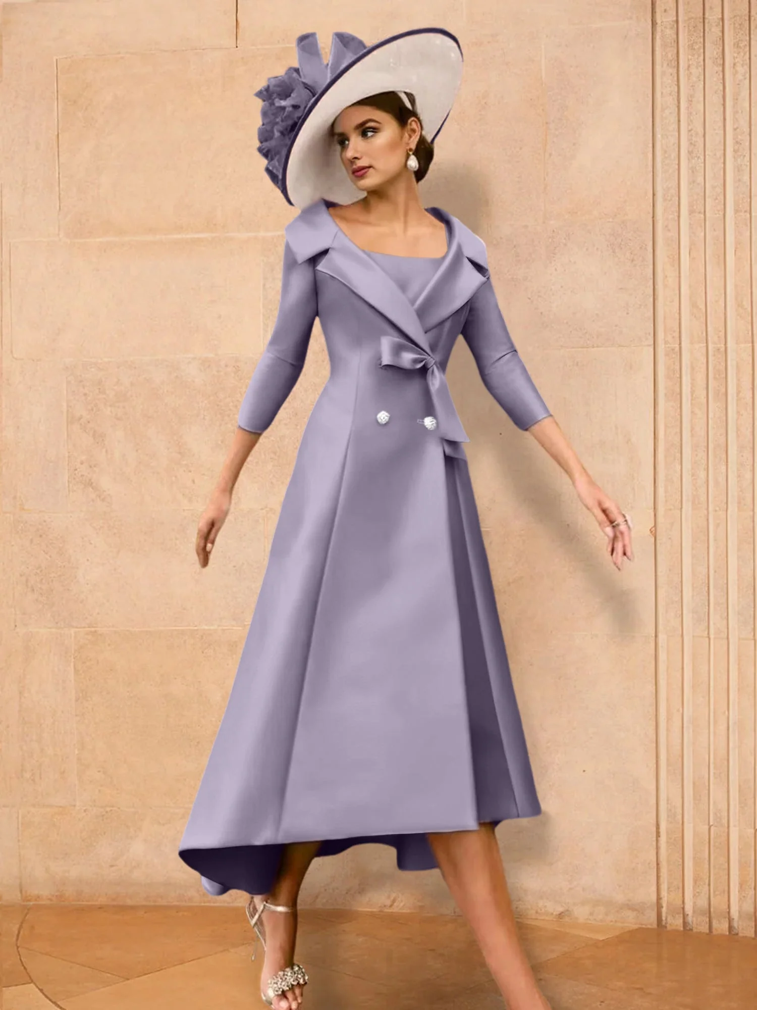2 Pieces A-Line/Princess Long Sleeves Mother of the Bride Dresses with Bowknot - Image 71