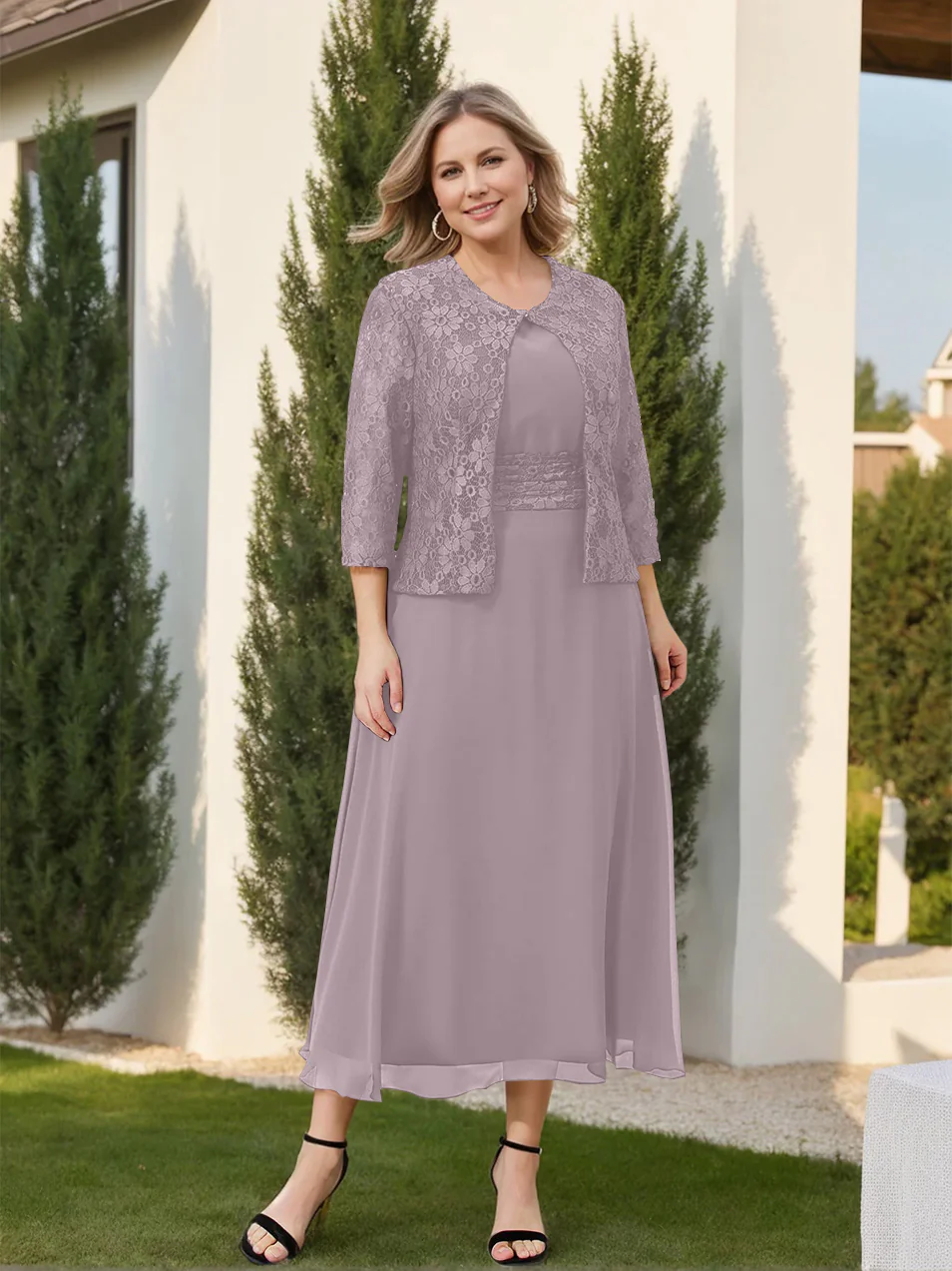 A-Line/Princess Mother of the Bride Dresses with Applique & Jacket - Image 16