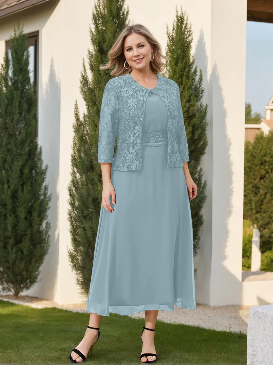 A-Line/Princess Mother of the Bride Dresses with Applique & Jacket - Image 17