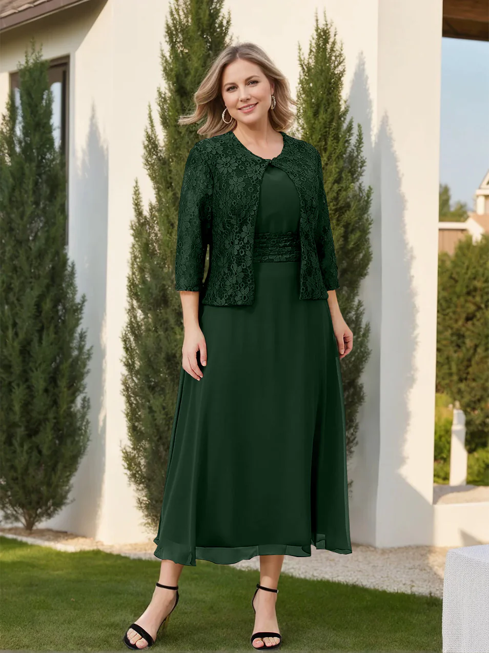 A-Line/Princess Mother of the Bride Dresses with Applique & Jacket - Image 23