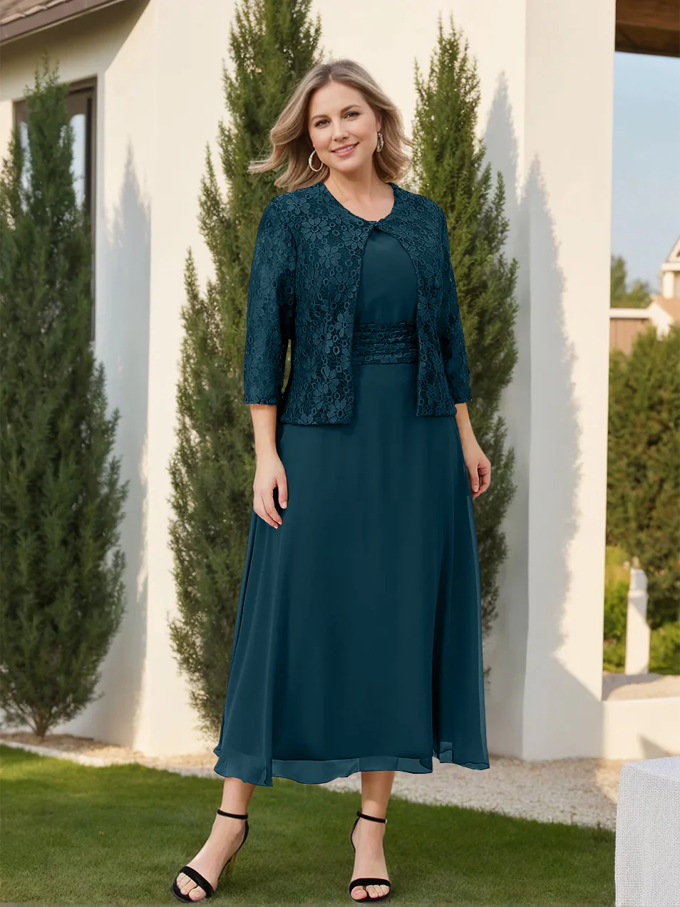 A-Line/Princess Mother of the Bride Dresses with Applique & Jacket - Image 24