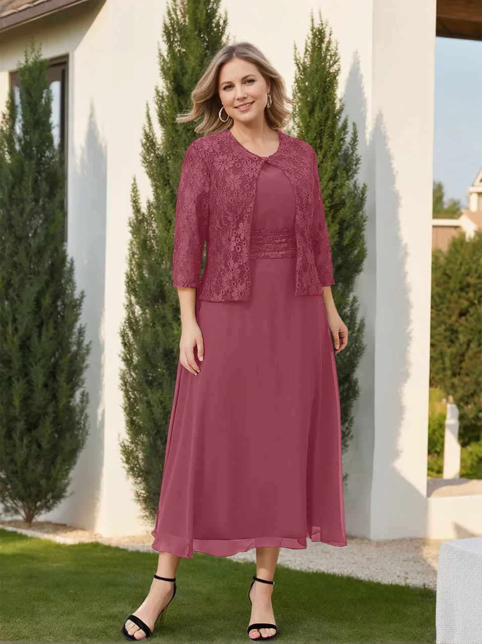 A-Line/Princess Mother of the Bride Dresses with Applique & Jacket - Image 31
