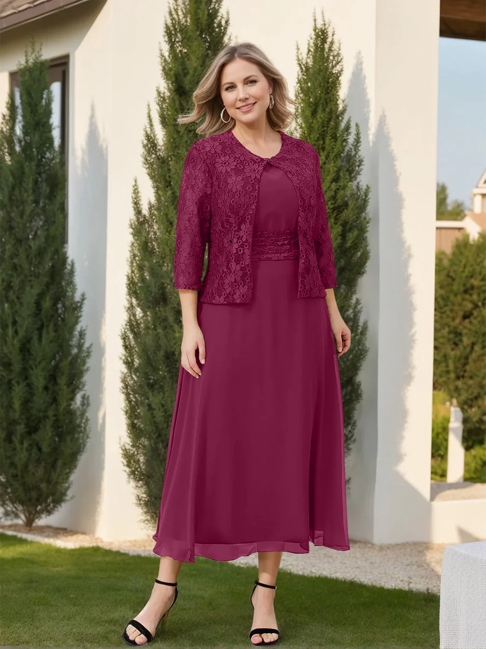 A-Line/Princess Mother of the Bride Dresses with Applique & Jacket - Image 35