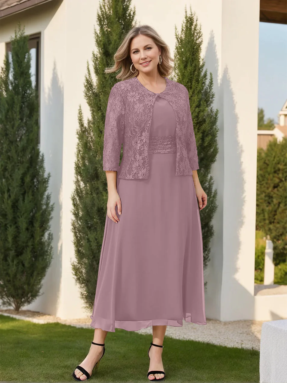 A-Line/Princess Mother of the Bride Dresses with Applique & Jacket - Image 54