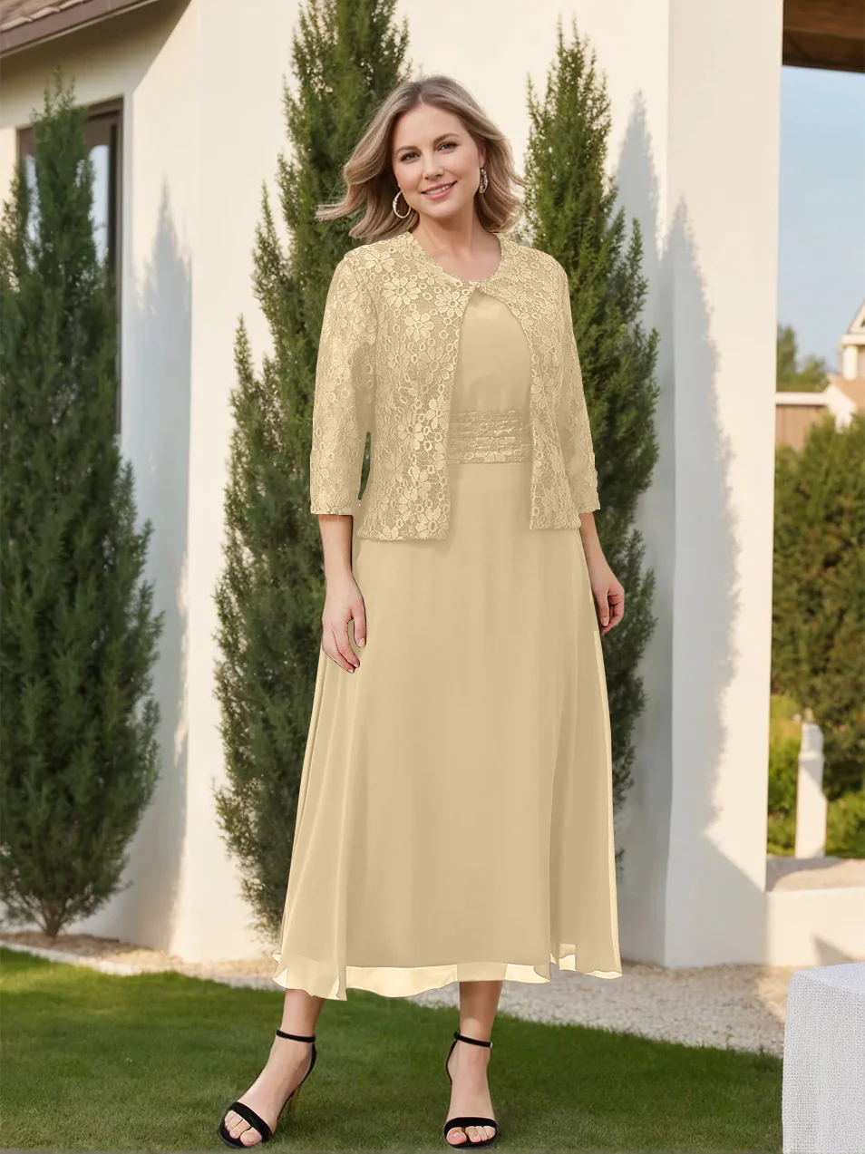 A-Line/Princess Mother of the Bride Dresses with Applique & Jacket - Image 9