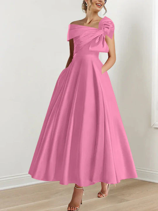 A-Line/Princess Off-the-Shoulder Sleeveless Ankle-Length Mother of the Bride Dresses with Bow(s) - Image 11