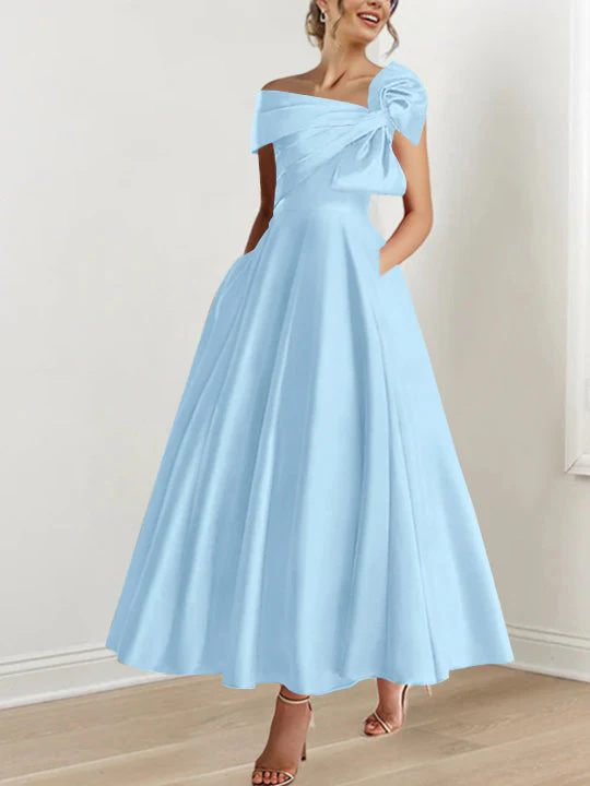 A-Line/Princess Off-the-Shoulder Sleeveless Ankle-Length Mother of the Bride Dresses with Bow(s) - Image 18