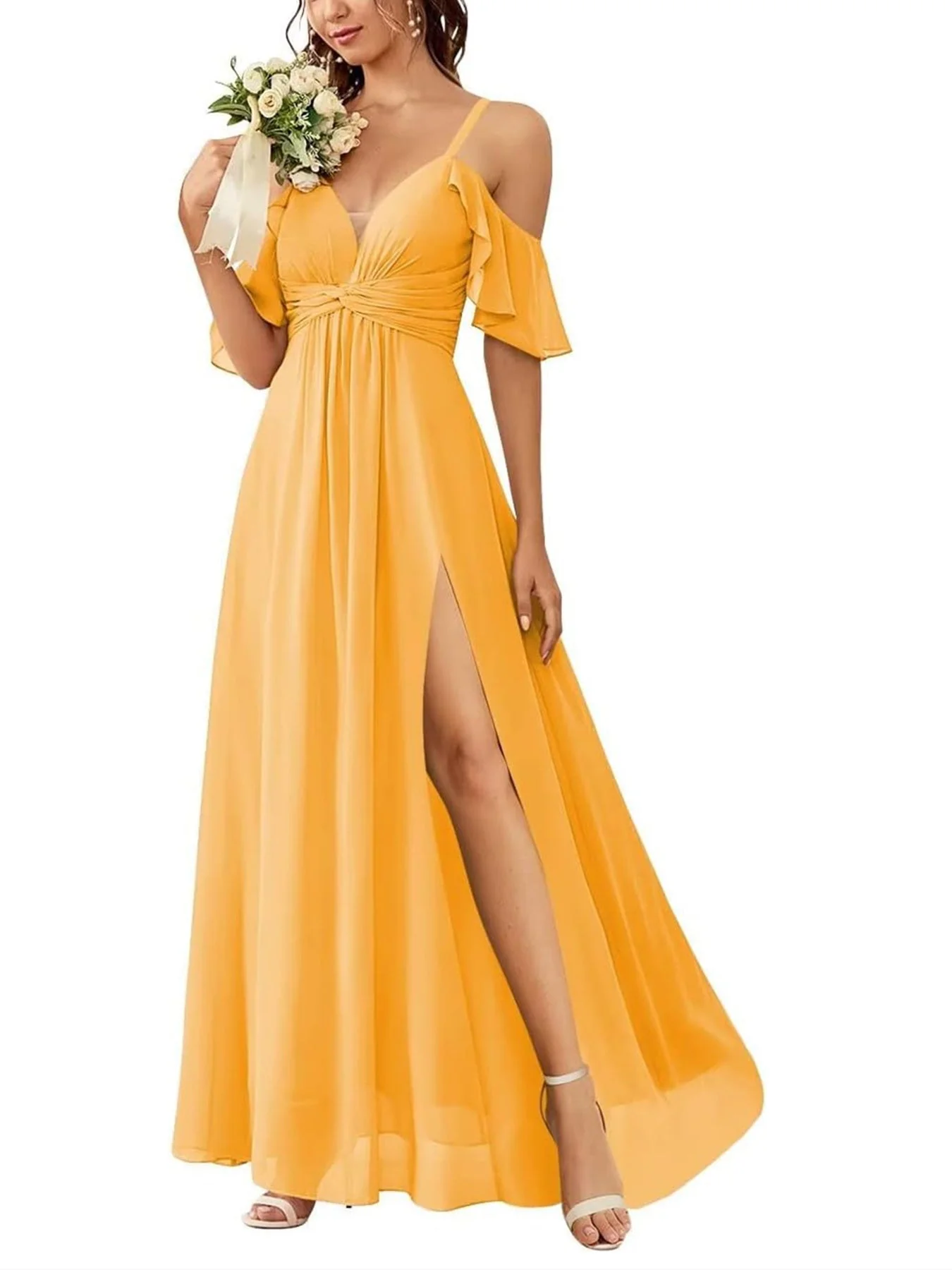 A Line/Princess Off-the-Shoulder Floor-Length Bridesmaid Dresses - Image 24