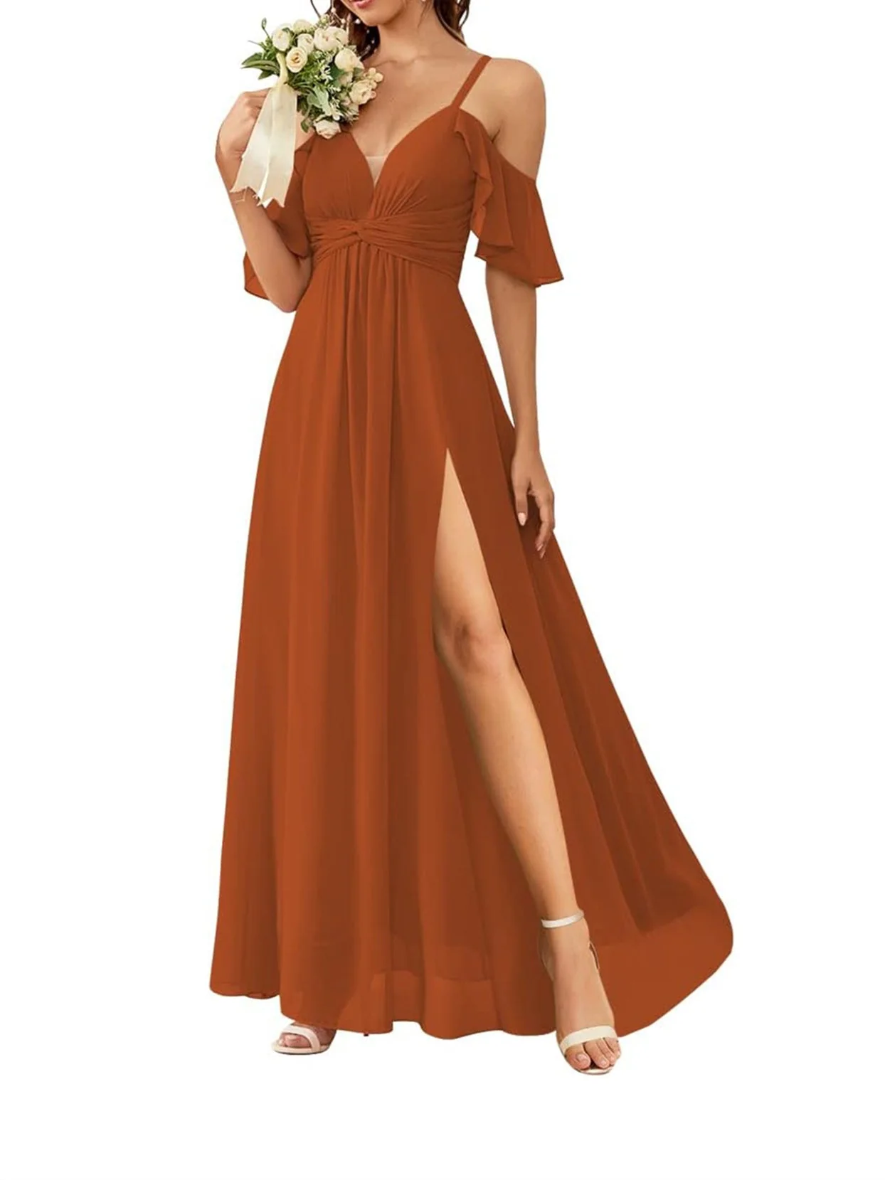 A Line/Princess Off-the-Shoulder Floor-Length Bridesmaid Dresses - Image 25