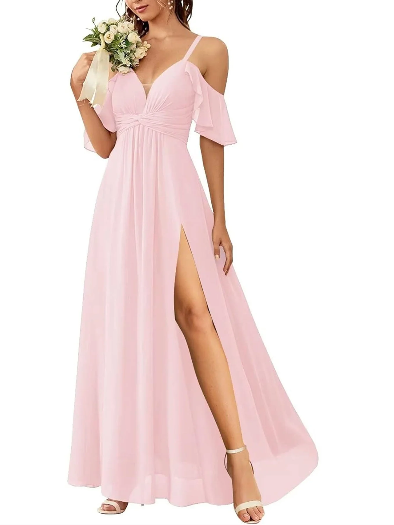 A Line/Princess Off-the-Shoulder Floor-Length Bridesmaid Dresses - Image 42