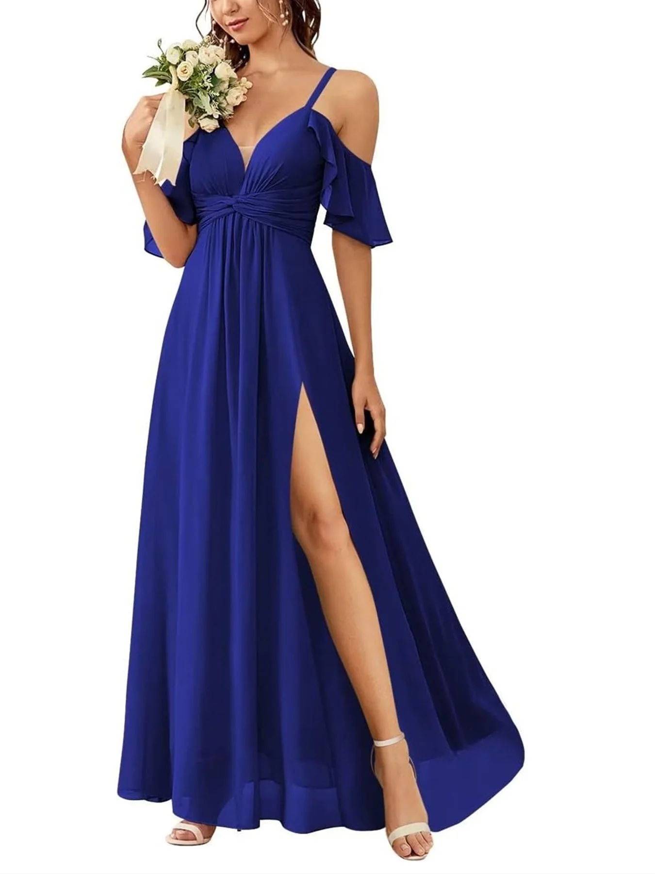 A Line/Princess Off-the-Shoulder Floor-Length Bridesmaid Dresses - Image 45