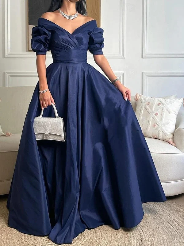 A-Line/Princess Off-the-Shoulder Floor-length Evening Dresses - Image 2