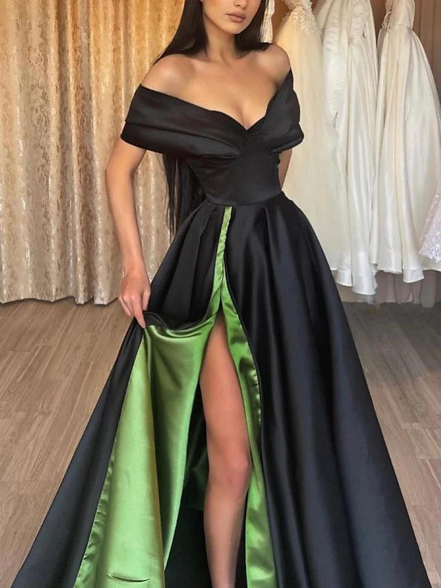 A-Line/Princess Off-the-Shoulder Floor-length Prom Dresses - Image 2