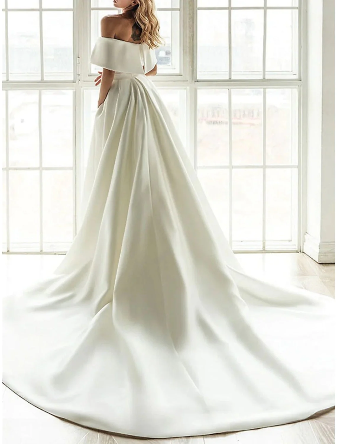 A-Line/Princess Off-the-Shoulder Floor-length Wedding Dress - Image 2