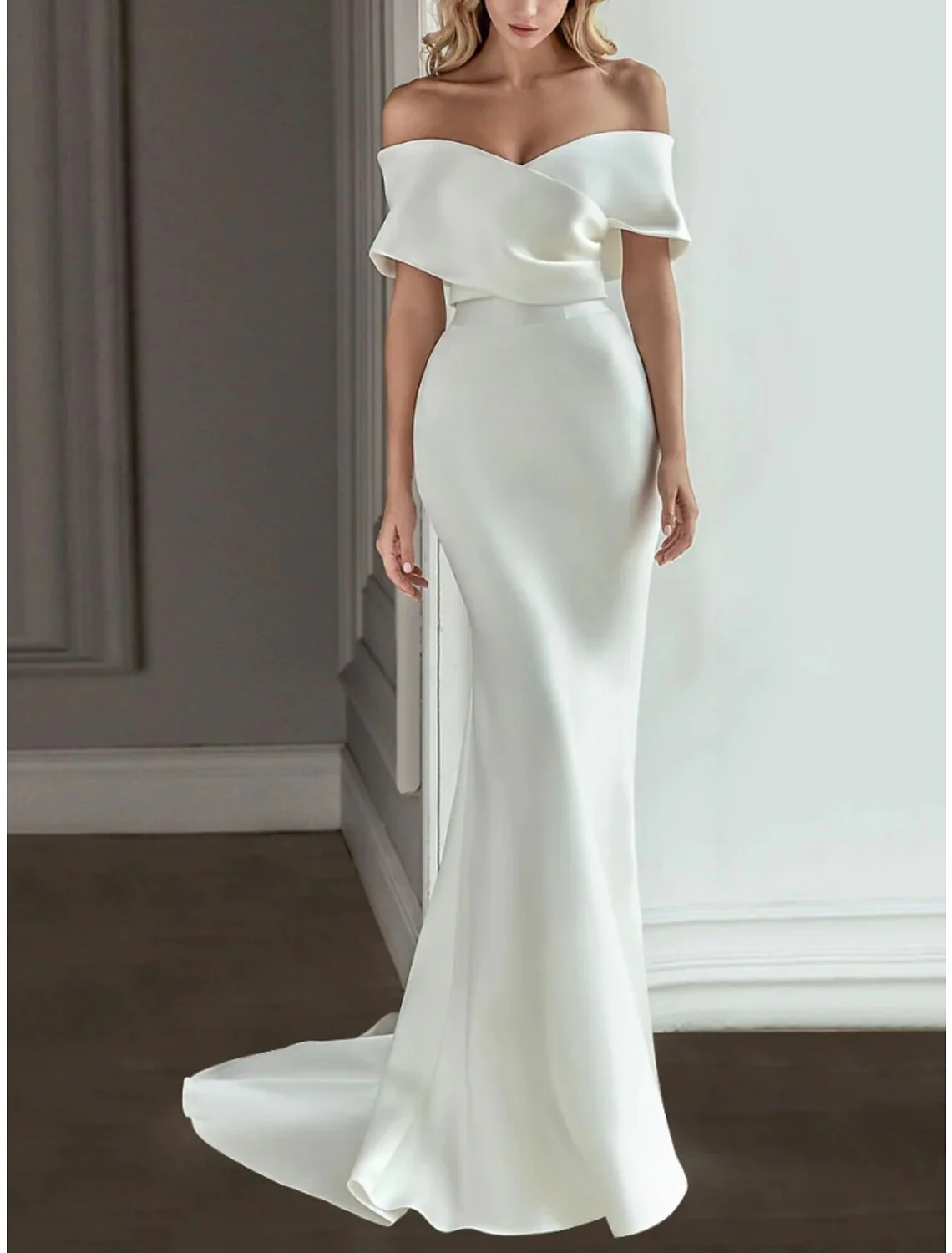 A-Line/Princess Off-the-Shoulder Floor-length Wedding Dress - Image 3