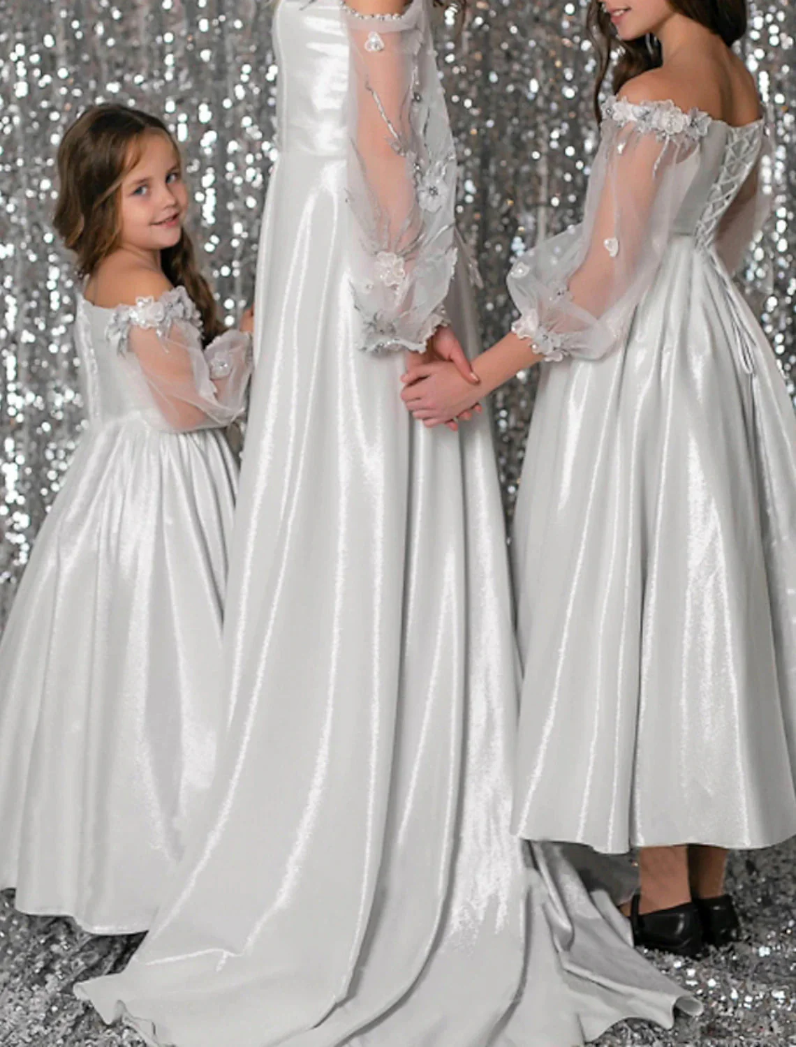 A-Line/Princess Off-the-Shoulder Flower Girl Dresses with Beading - Image 2