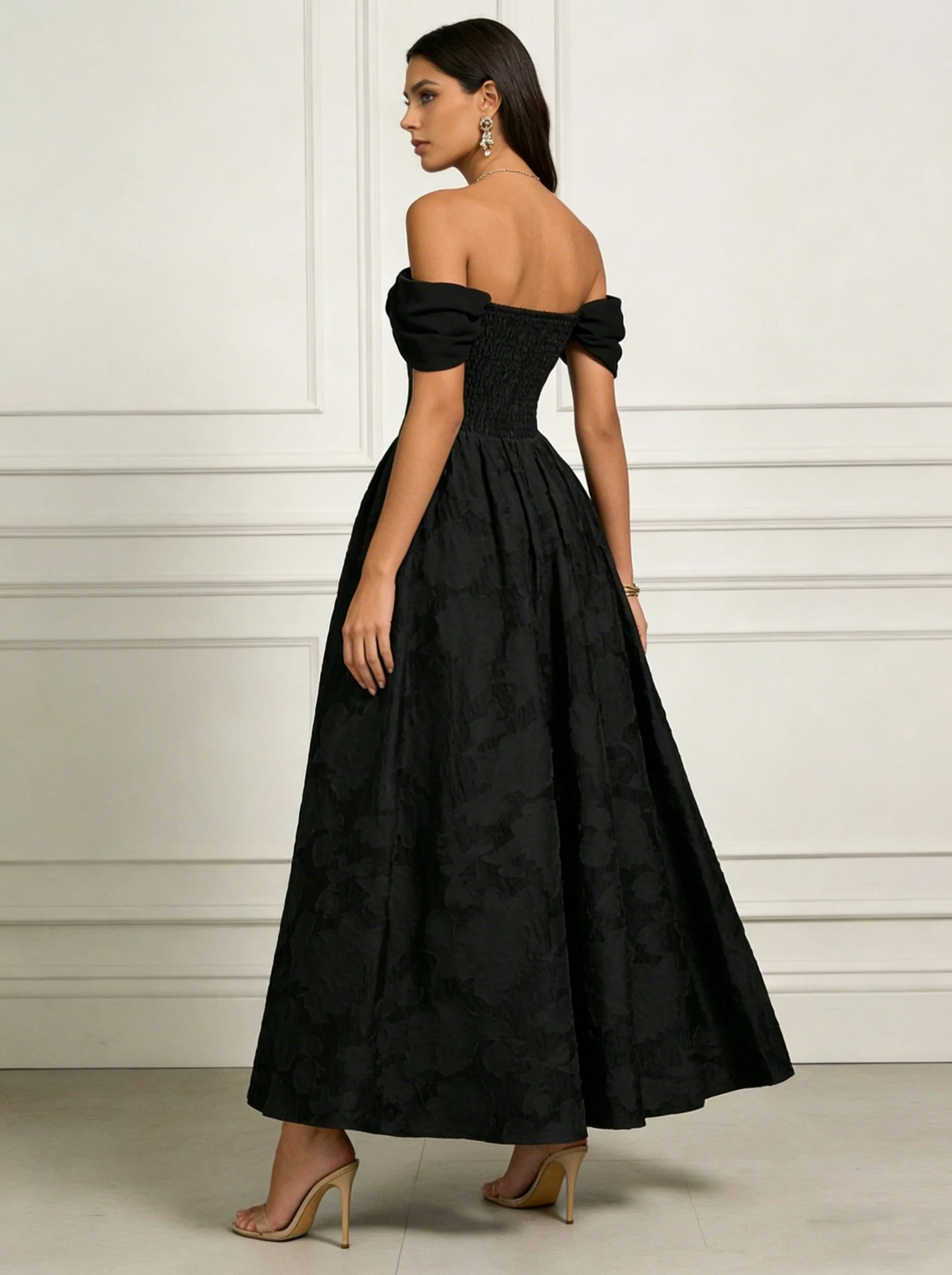 A-Line/Princess Off-the-Shoulder Lace Floral Cocktail Dresses Ankle-Length Floral Sleeveless Formal Dresses - Image 2